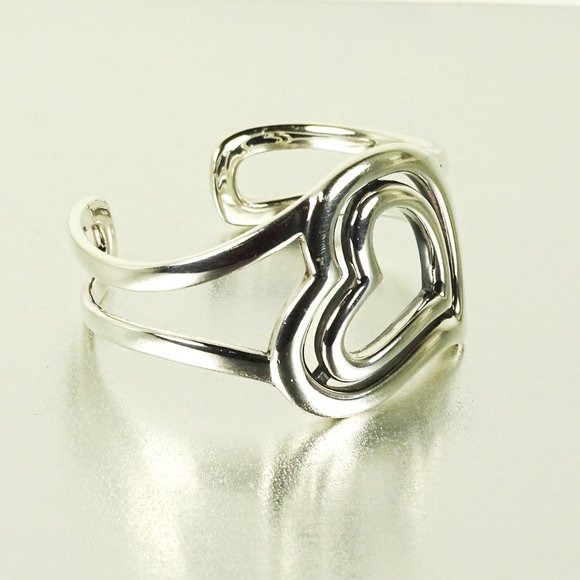Barry Kieselstein-Cord Sterling Silver Double Heart Wide Cuff Bracelet - Picture 7 of 12